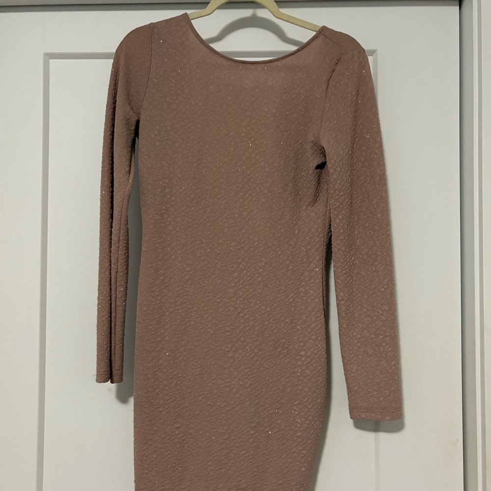 Long Sleeve Dress in Sparkling biege